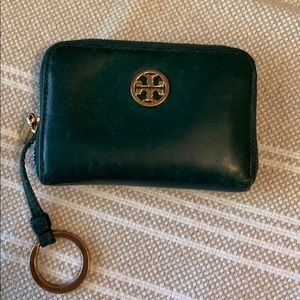 Forest Green Tory Burch zip coin case